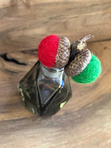 LJ Turtle Aromatherapy Acorn Stem | Felted | Green & Red