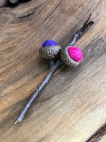 Load image into Gallery viewer, LJ Turtle Aromatherapy Acorn Stem | Felted | Purple &amp; Pink
