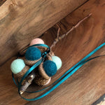 Load image into Gallery viewer, LJ Turtle Aromatherapy Acorn Stem | Felted | Turquoise &amp; Peach
