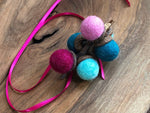 Load image into Gallery viewer, LJ Turtle Aromatherapy Acorn Stem | Felted | Turquoise &amp; Pink
