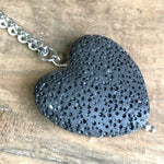 Load image into Gallery viewer, LJ Turtle Aromatherapy Black Lava Stone Heart Pendant
