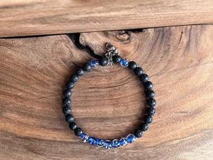 LJ Turtle Aromatherapy bracelets Glow-in-the-Dark Dark Blue Beads and Lava Bead Essential Oil Bracelet