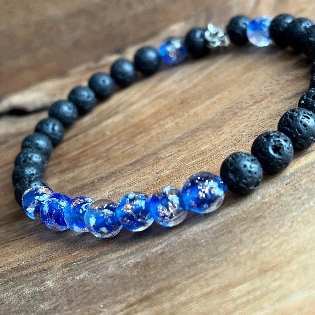 LJ Turtle Aromatherapy bracelets Glow-in-the-Dark Dark Blue Beads and Lava Bead Essential Oil Bracelet