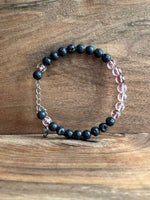 Load image into Gallery viewer, LJ Turtle Aromatherapy bracelets Glow-in-the-Dark Pink Glass Beads and Lava Bead Essential Oil Bracelet
