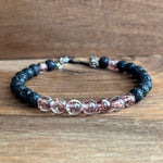 Load image into Gallery viewer, LJ Turtle Aromatherapy bracelets Glow-in-the-Dark Pink Glass Beads and Lava Bead Essential Oil Bracelet
