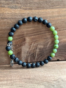 LJ Turtle Aromatherapy bracelets Good Fortune | Canadian Jade & Lava Stone Aromatherapy Diffuser Bracelet