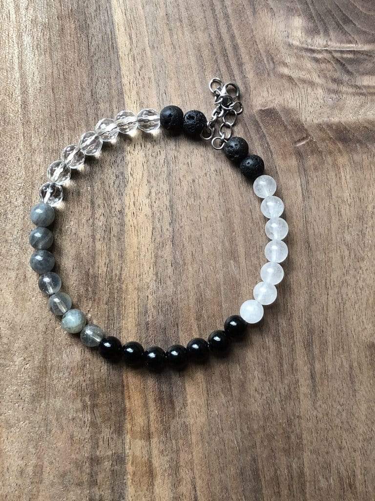 LJ Turtle Aromatherapy bracelets Labradorite | White Jade | Onyx | Clear Quartz | Lava Stone | Yin/Yang