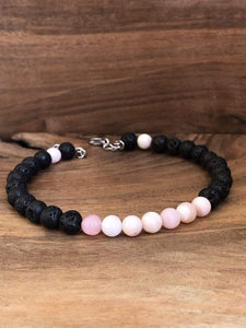LJ Turtle Aromatherapy bracelets Renewal | Pink Opal & Lava Stone