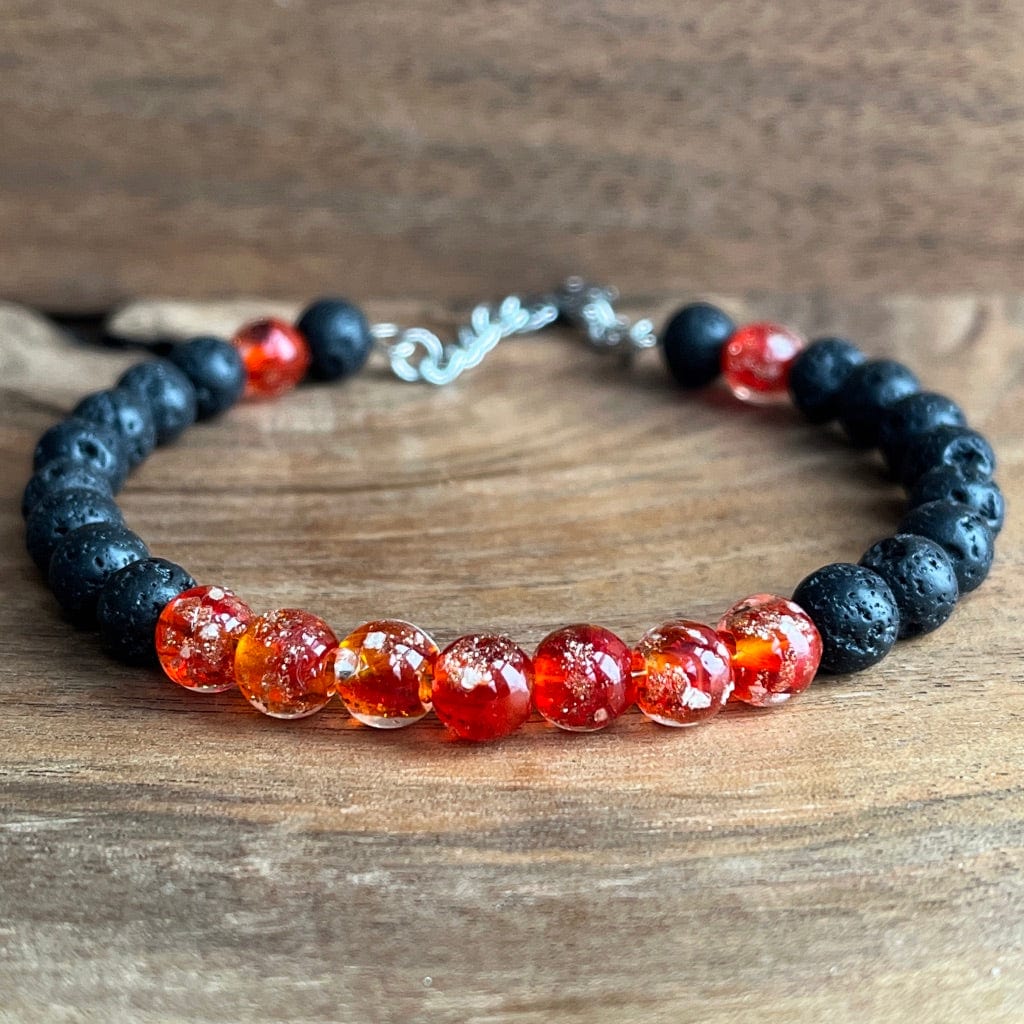 LJ Turtle Aromatherapy bracelets Small Glow-in-the-Dark Red Beads and Lava Bead Essential Oil Bracelet