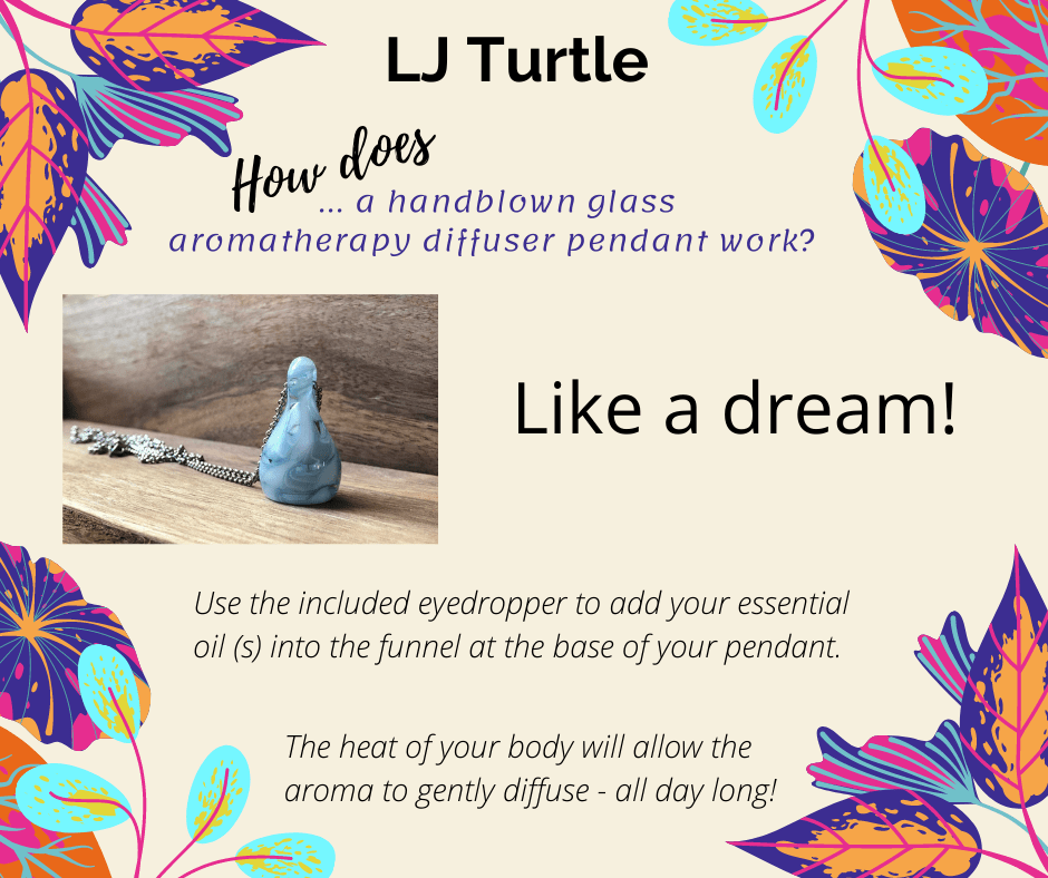 LJ Turtle Aromatherapy Butterfly | Handblown Glass Pendant