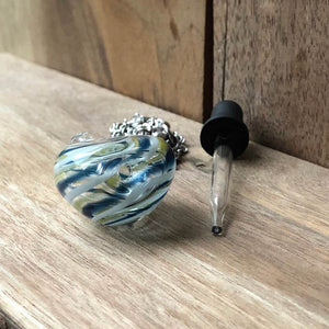 LJ Turtle Aromatherapy 'Candy Blue' | One-of-a-Kind Handblown Glass Pendant