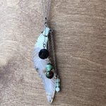 Load image into Gallery viewer, LJ Turtle Aromatherapy Chrysoprase Leaf &amp; Lava Stone Pendant
