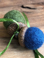Load image into Gallery viewer, LJ Turtle Aromatherapy Double Acorn | Felted | Khaki &amp; Navy
