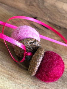 LJ Turtle Aromatherapy Double Acorn | Felted | Pinks
