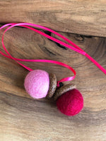 Load image into Gallery viewer, LJ Turtle Aromatherapy Double Acorn | Felted | Pinks

