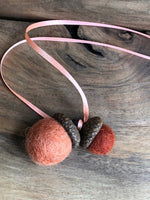 Load image into Gallery viewer, LJ Turtle Aromatherapy Double Acorn | Felted | Rust &amp; Peach

