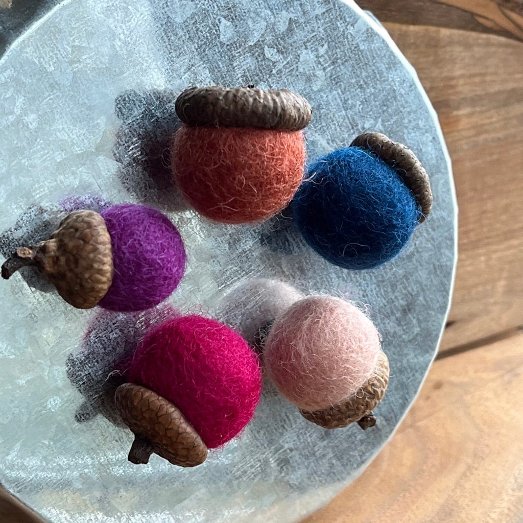 LJ Turtle Aromatherapy Felt Diffuser Acorn Magnets | Felted Essential Oil Diffusers | Set of 5