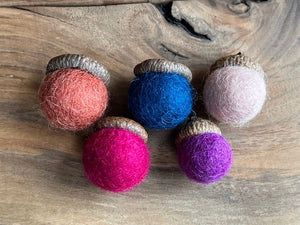 LJ Turtle Aromatherapy Felt Diffuser Acorn Magnets | Felted Essential Oil Diffusers | Set of 5