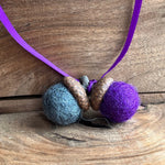 Load image into Gallery viewer, LJ Turtle Aromatherapy Felt Diffuser Double Felted Acorn | Royal Purple &amp; Slate | Aromatherapy Diffuser
