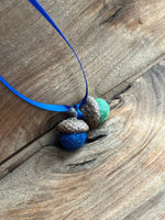 Load image into Gallery viewer, LJ Turtle Aromatherapy Felt Diffuser Tiny Double Felted Acorn | blue &amp; Khaki | Aromatherapy Diffuser

