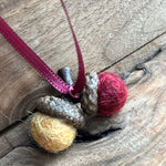 Load image into Gallery viewer, LJ Turtle Aromatherapy Felt Diffuser Tiny Double Felted Acorn | Gold &amp; Burgundy | Aromatherapy Diffuser

