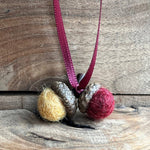 Load image into Gallery viewer, LJ Turtle Aromatherapy Felt Diffuser Tiny Double Felted Acorn | Gold &amp; Burgundy | Aromatherapy Diffuser
