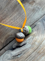 Load image into Gallery viewer, LJ Turtle Aromatherapy Felt Diffuser Tiny Double Felted Acorn | Light Orange &amp; Citrus green | Aromatherapy Diffuser
