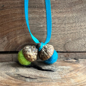 LJ Turtle Aromatherapy Felt Diffuser Tiny Double Felted Acorn | Ocean Blue & Citrus Green | Aromatherapy Diffuser