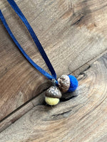 Load image into Gallery viewer, LJ Turtle Aromatherapy Felt Diffuser Tiny Double Felted Acorn | Royal Blue &amp; yellow | Aromatherapy Diffuser
