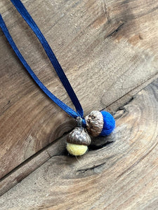 LJ Turtle Aromatherapy Felt Diffuser Tiny Double Felted Acorn | Royal Blue & yellow | Aromatherapy Diffuser