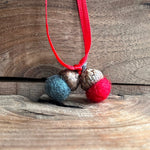 Load image into Gallery viewer, LJ Turtle Aromatherapy Felt Diffuser Tiny Double Felted Acorn | Slate &amp; Red | Aromatherapy Diffuser
