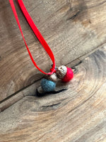 Load image into Gallery viewer, LJ Turtle Aromatherapy Felt Diffuser Tiny Double Felted Acorn | Slate &amp; Red | Aromatherapy Diffuser
