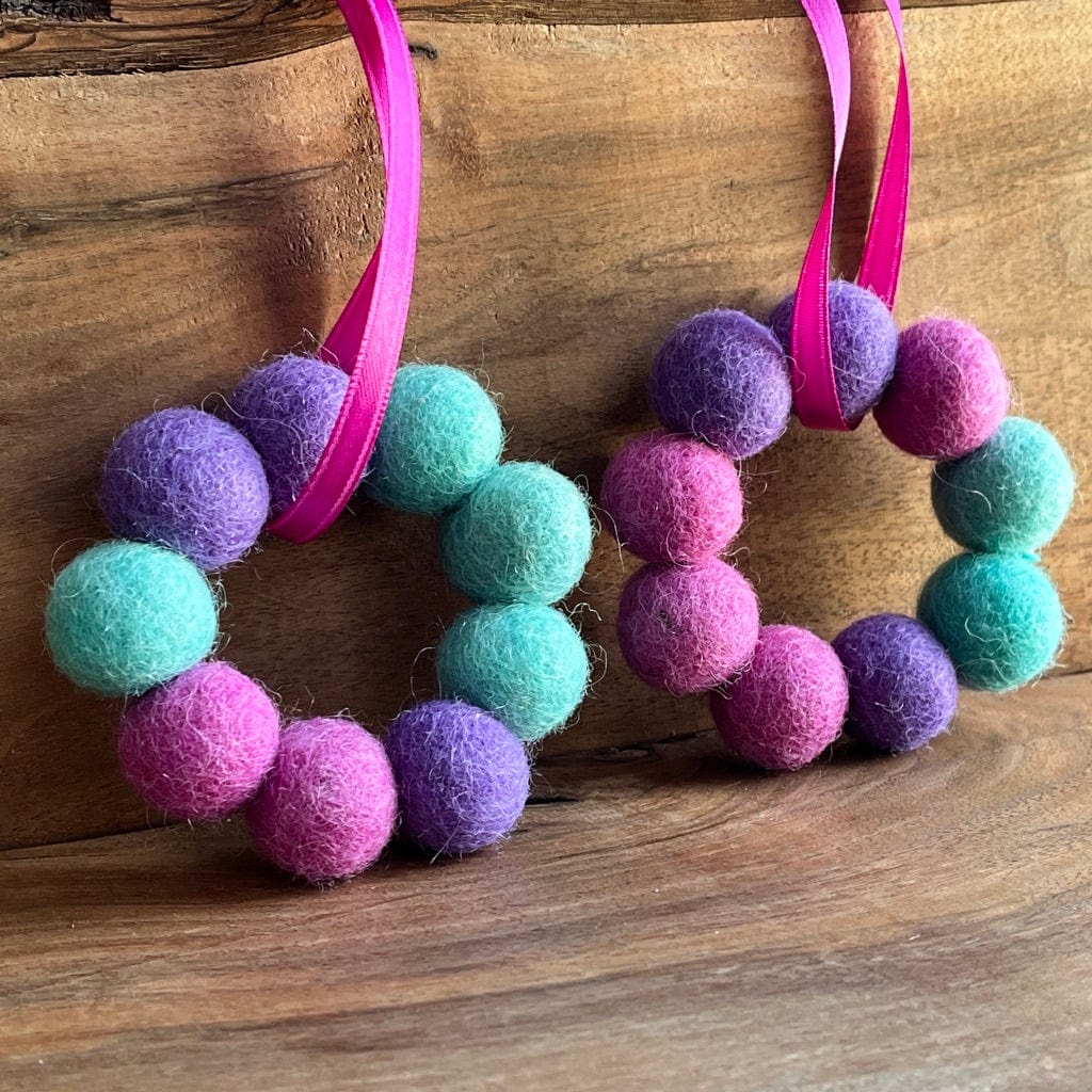 LJ Turtle Aromatherapy Felt Diffuser Wreaths | Felted Essential Oil Diffusers | Set of 2