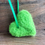 Load image into Gallery viewer, LJ Turtle Aromatherapy Felted Heart | Kermit Green Rainbow

