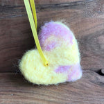 Load image into Gallery viewer, LJ Turtle Aromatherapy Felted Heart | Pastel Pink &amp; Yellow
