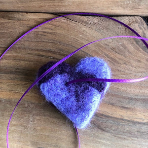 LJ Turtle Aromatherapy Felted Heart | Purples