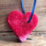 Load image into Gallery viewer, LJ Turtle Aromatherapy Felted Heart | Red &amp; Blue Silk | Aromatherapy Diffuser
