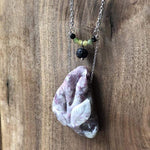 Load image into Gallery viewer, LJ Turtle Aromatherapy Pink Carved Tourmaline with Green Tourmaline and Lava Stone Aromatherapy Pendant
