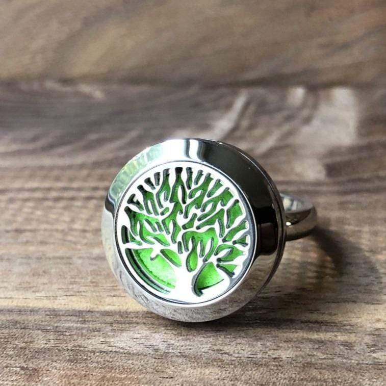 LJ Turtle Aromatherapy Tree of Life Stainless Steel Ring | Size 10