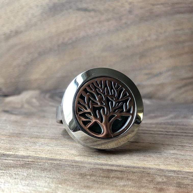 LJ Turtle Aromatherapy Tree of Life Stainless Steel Ring | Size 6